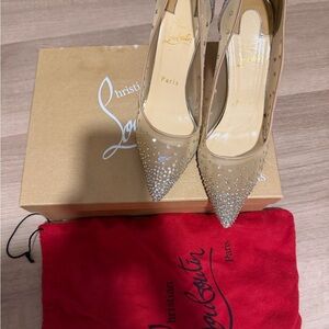Christian Louboutin Nude Crystal-Embellished Pointed Pumps